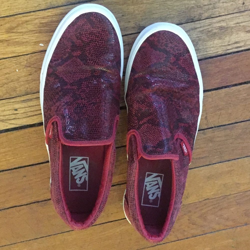 Vans- Red Snake Skin Slip-ons